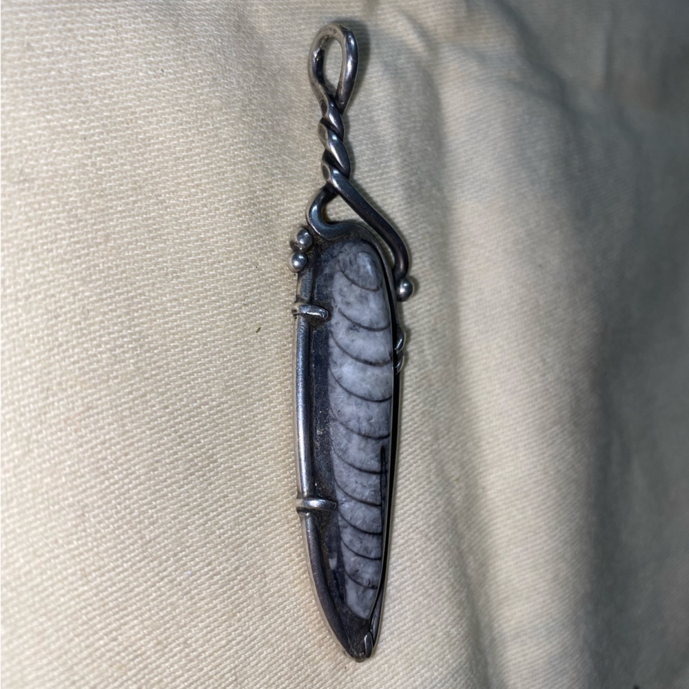 Sterling pendant orthaceras fossil